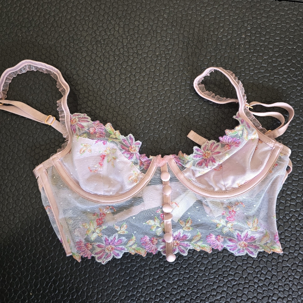 For Love And Lemons Pink Lace Bralette